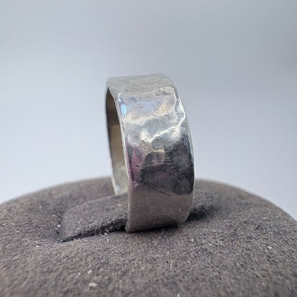 VTG Solid Sterling Silver 925 Hammered Finish Band Ring Size 6 - Picture 4 of 7